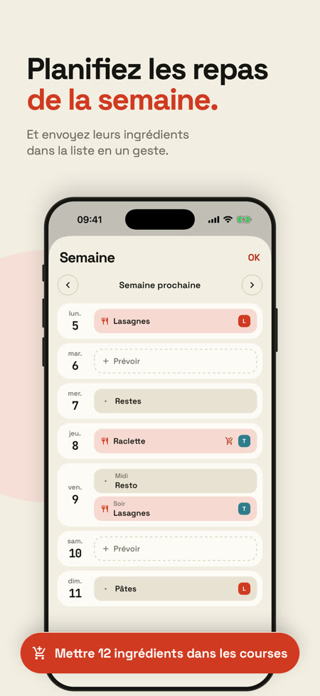 Planifiez les repas de la semaine